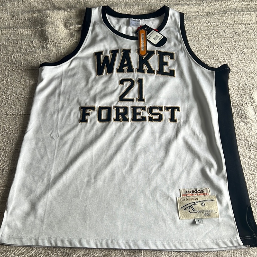 Adidas True School Authentics Wake Forest Tim Duncan Jersey #21. L 48.
